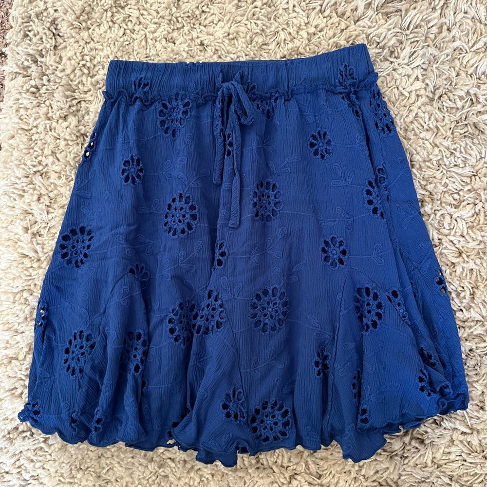 Rewind Royal Blue Eyelet Circle Skirt
